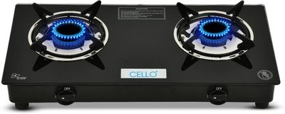 CELLO Regal 2 Burner Black Gas Cooktop,Toughened Glass, ISI Certi...more