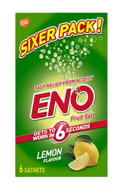 Eno Lemon Flavour Fruit Salt 6 Sachets on Pack Instamart:
