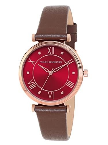 French Connection Mirage Women's Round Dial Maroon Strap Watch - FCP32BRL