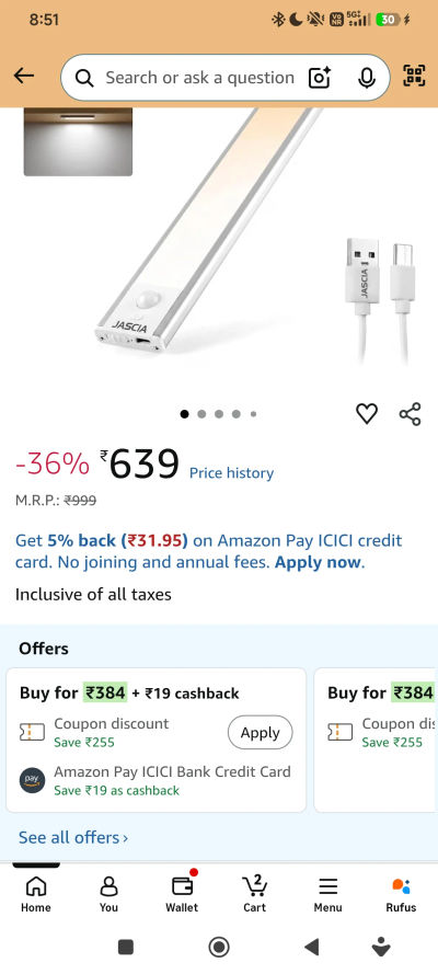 Cheap:20 cm Rechargeable Motion Sensor LED Light for Wardrobe, Closet & Cabinet, Magnetic Under Cabinet Light with 3 Color Modes, Kitchen, Drawer, Shelf, Staircase & Garage Lighting