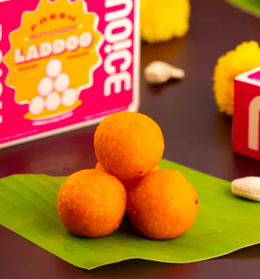 NOICE Motichoor Laddoo Fresh & Made With Desi Ghee (4 Pieces) 100gm (No Preservatives) on Instamart