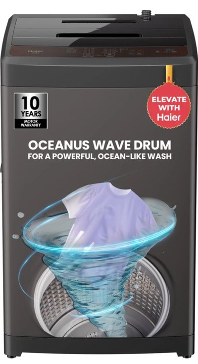 Haier 8 kg With Ultra Fresh Air Technology, Fully Automatic Top Load Grey, Black (ETL80-FES5)