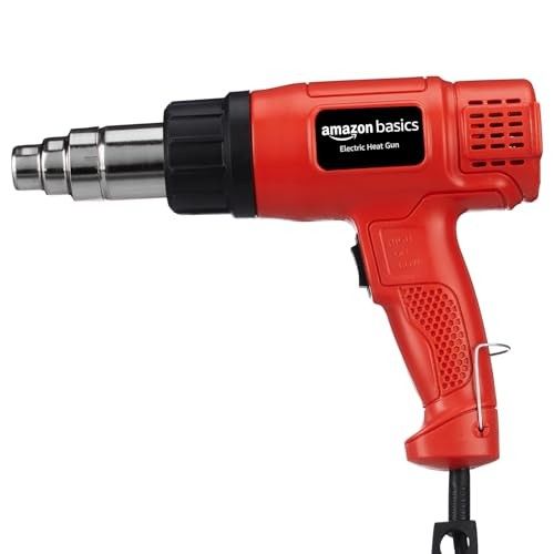 Amazon Basics 1700W Heat Gun | Dual Temperature & Airflow Control | ABS Body | Hot Air Gun for Paint Removal, Plastic Welding & Shrinking | 6 Months warranty | Red