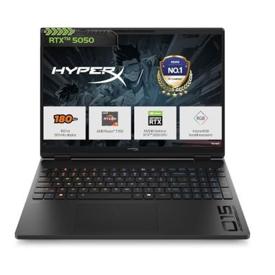 HP Smartchoice HyperX OMEN 15, AMD Ryzen 7 260, 8GB-RTX 5050, 24GB DDR5 , Black, 2.42kg, gb0038AX, AI Gaming Laptop