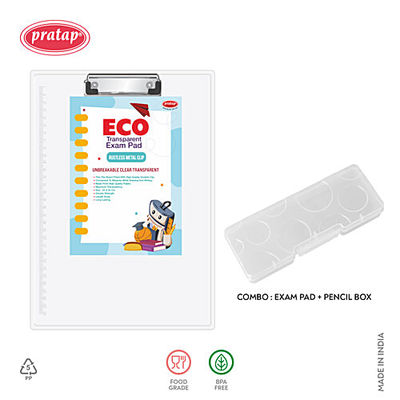 Pratap Transparent Exam Pad & Pencil Box, 2 pcs