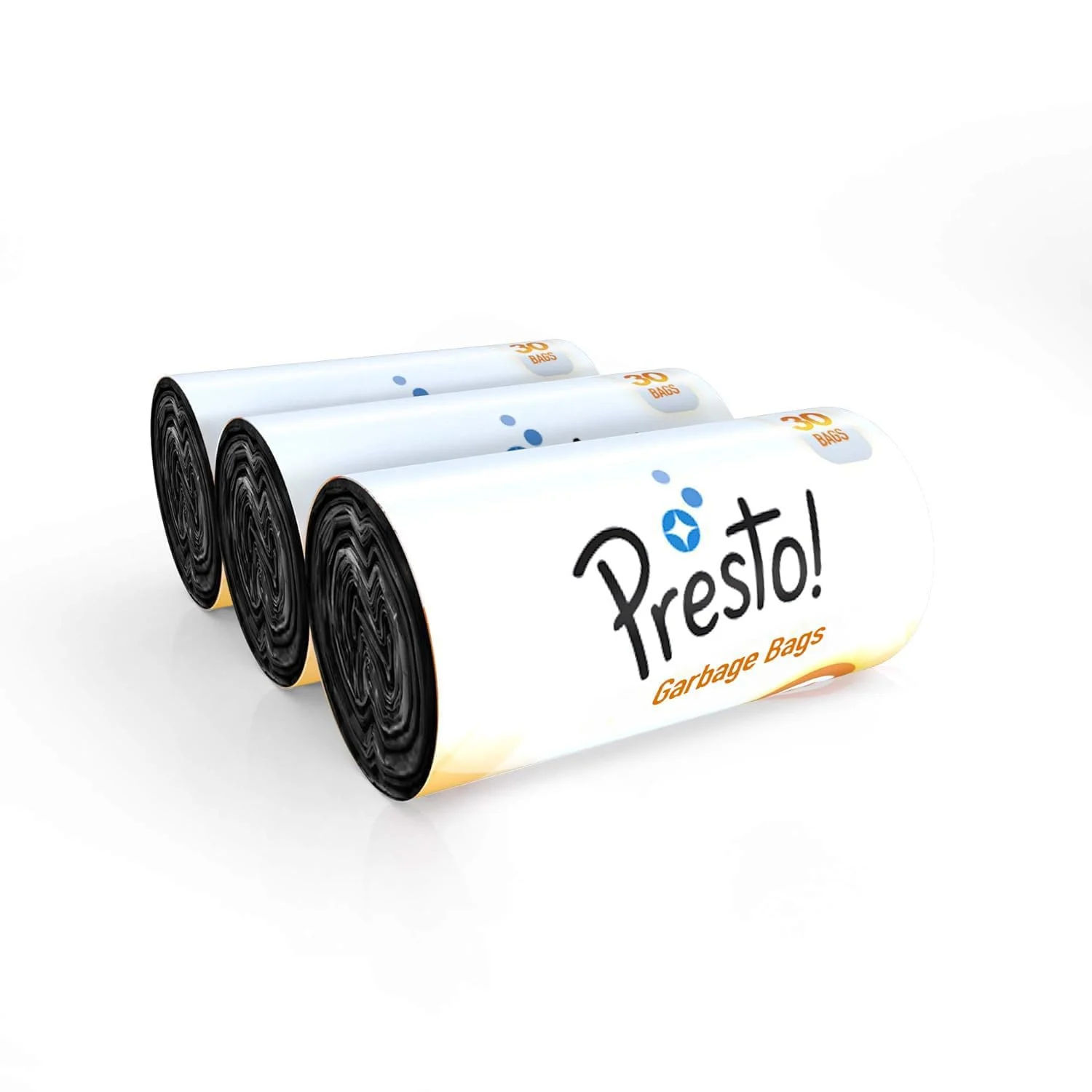 Amazon Brand - Presto! Garbage Bags | Medium | 90 Count | 30 Bags X 3 Rolls | 19 X 21 Inches | For Dry & Wet Waste | Black