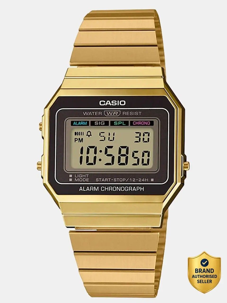 CASIO Vintage Gold Dial Stainless Steel Band Digital Watch - For Men & Women D198 (A700WG-9ADF)
