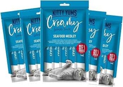 Kitty Yums Creamy Lickable Cat Treat (75g x 5 Pouches) Total 375g