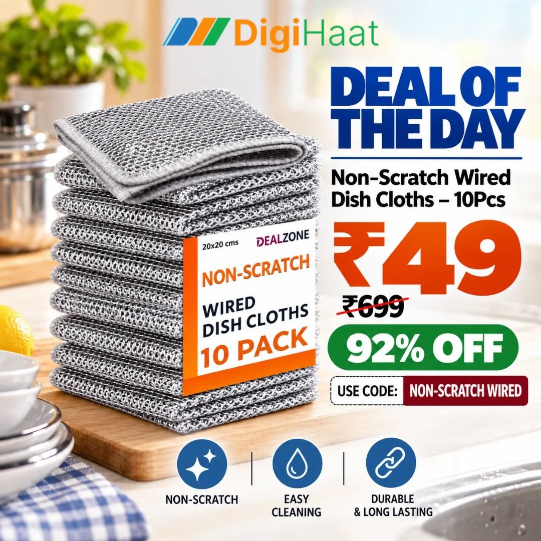 DEALZONE Non-Scratch Wired Dish Cloths - 10Pcs