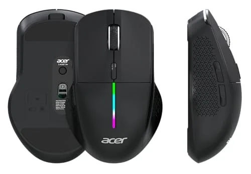 Acer Prism Dual Mode Wireless Mouse I 2.4G + Bluetooth I Silent Click I 3200 DPI I 6 Buttons I Lightweight 87g