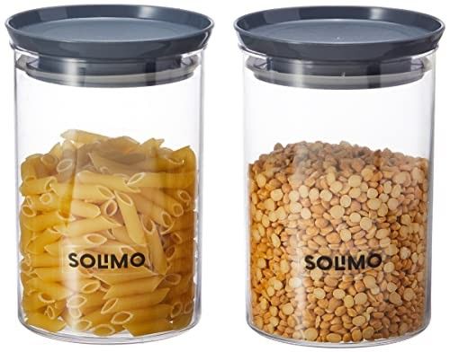 Amazon Brand - Solimo Plastic Storage Container Set, 900 ml, Set of 2, Grey