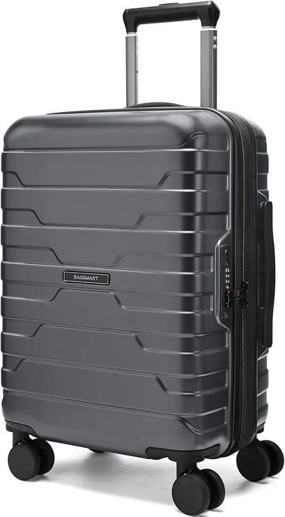 BAGSMART Carry On Luggage Airline Approved with Spinner Wheels, Silver Gray, 20 inch