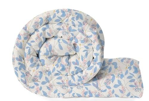 BSB HOME 220 GSM Reversible Microfiber AC Comforter/Duvets for Mild Winter | All Season King Size 3 Layered Quilted Blanket for Double Bed (220 cm x 240 cm, Floral, Blue & White)