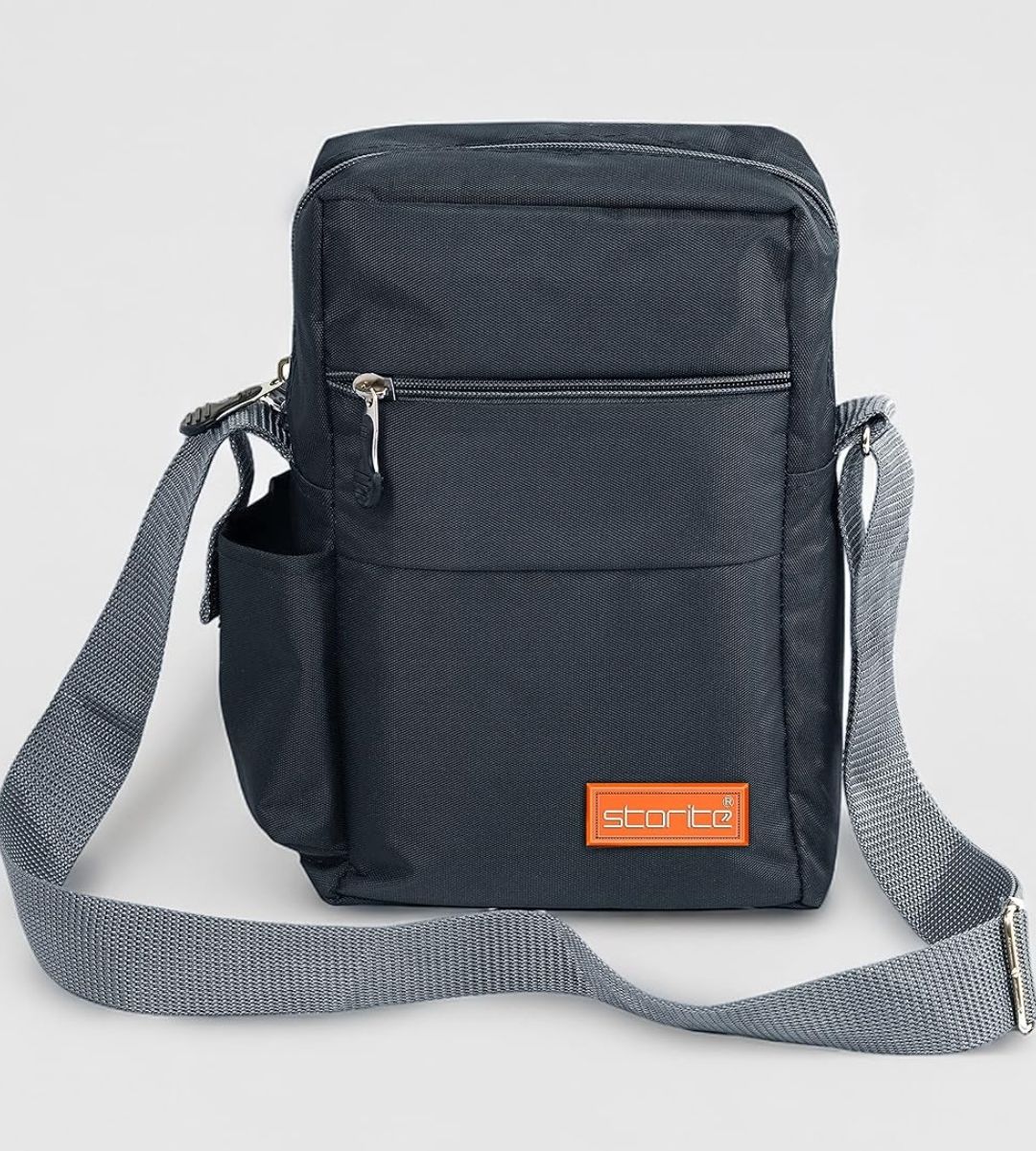 Storite 10 Inch Stylish Padded Mini Sling Crossbody Bag for Men and Women, Small Passport Travel Sling Bag With Water Bottle Pocket
