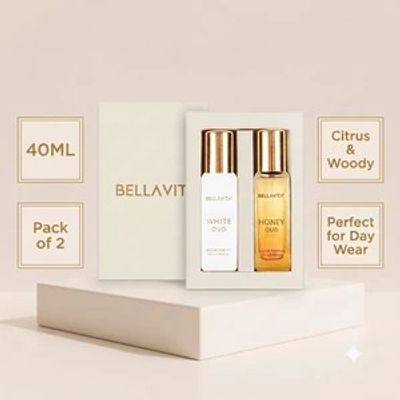 BELLAVITA WHITE OUD perfume & HONEY OUD perfume combo|2X20ML|With Citrus & Woody Notes| Eau de Parfum - 40 ml