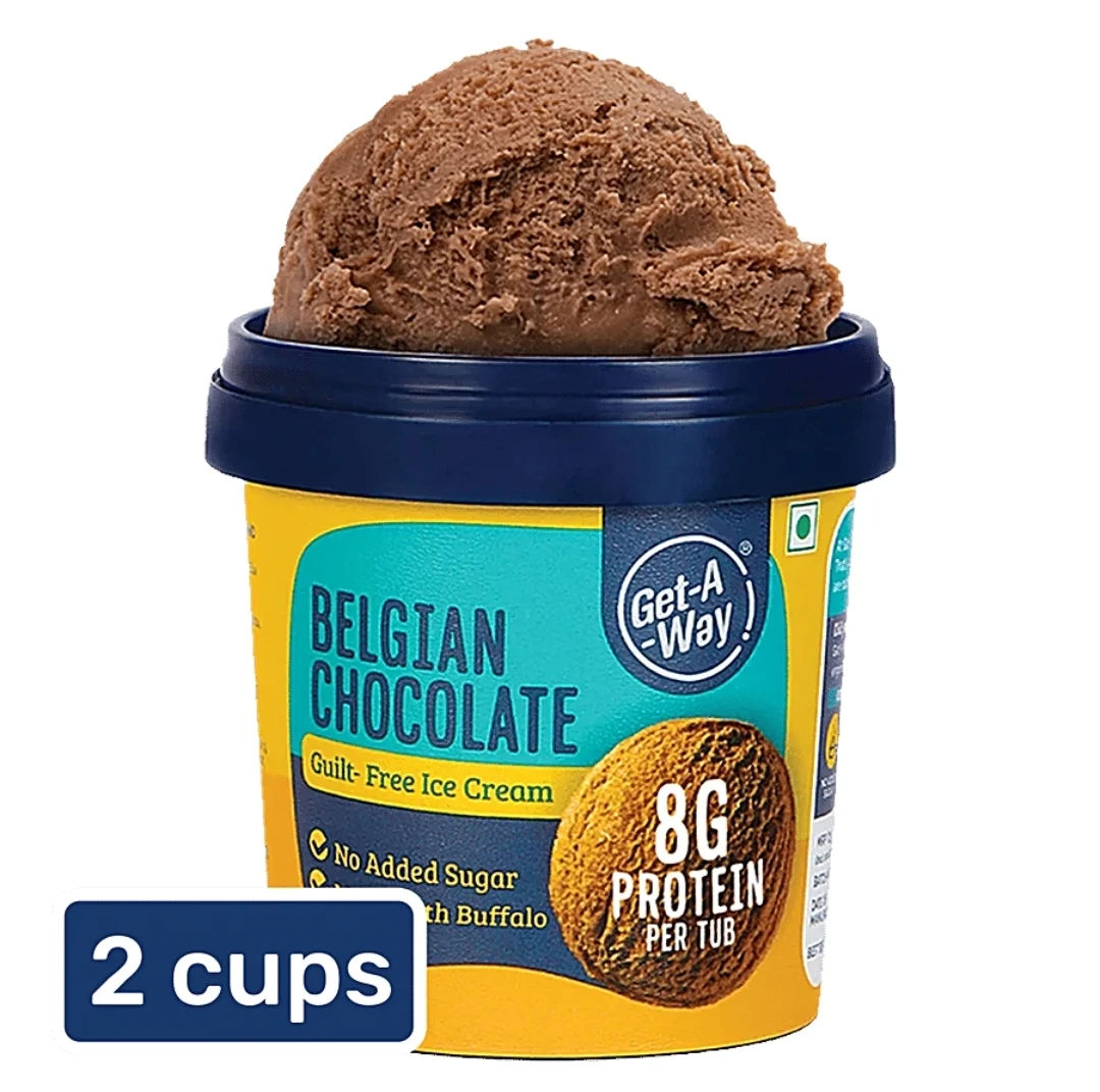 Get-A-Way Belgian Chocolate Ice Cream With No Added Sugar, 2x100 ml