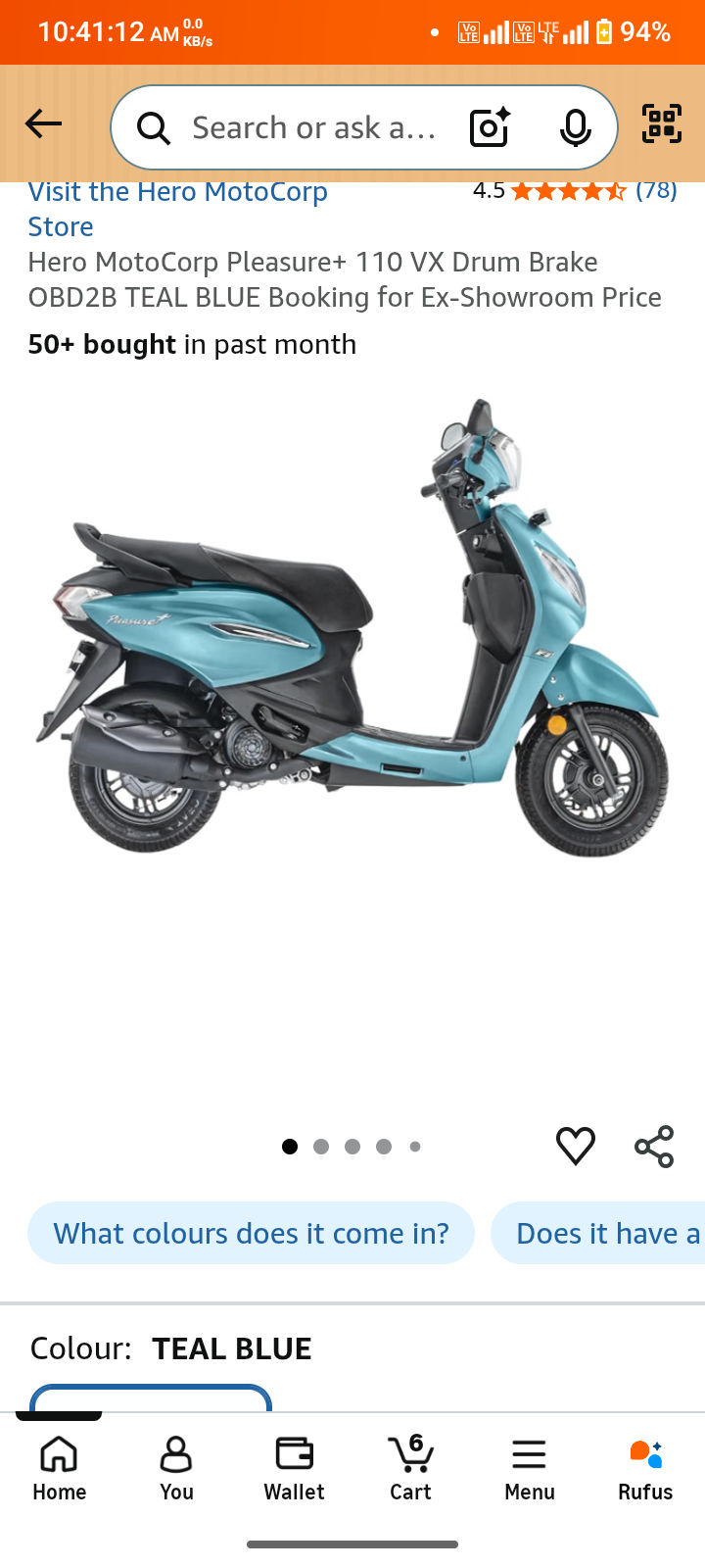Hero MotoCorp Pleasure+ at ₹61,224