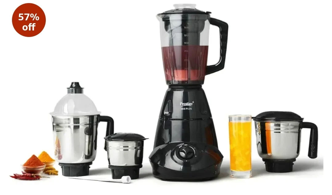Prestige Iris 750 Watt Mixer Grinder with 4 Jars (3 Stainless Steel + 1 Juicer)