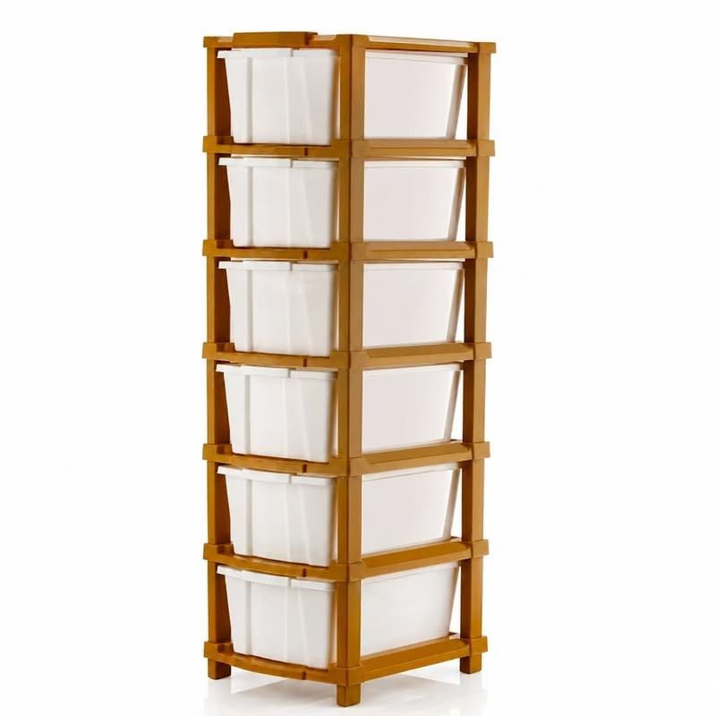 Kavira Plastic Drawer Storage Tower - Space Organizer|White,6 Layer