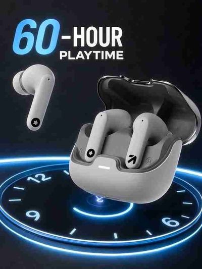 GOBOULT Z40 with ENC Mic, 60Hr Battery, Metal Finish, Low Latency, 5.3v Bluetooth Headset (White, True Wireless)