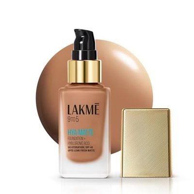 LAKMÉ 9to5 Hya Matte Foundation + Hyaluronic Acid Neutral Chestnut - 25ml, Full coverage liquid for all skin type