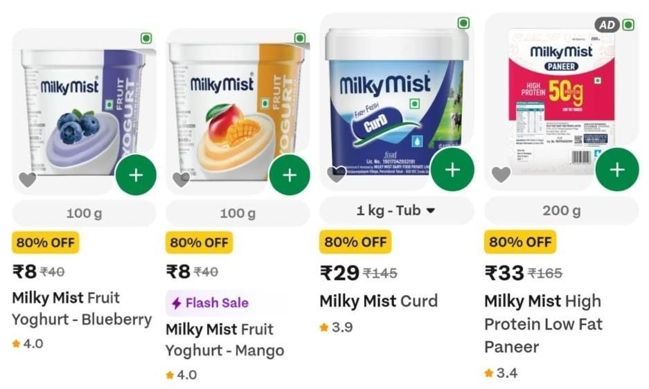 Bigbasket steal deal search milky mist products
