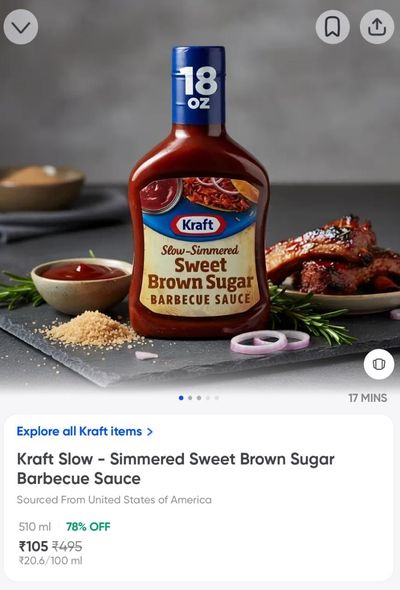 Kraft Slow - Simmered Sweet Brown Sugar Barbecue Sauce - Sourced From USA