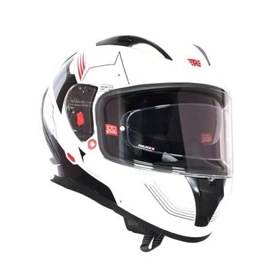 Royal Enfield SPEEDX Full FACE Blitz with Sun Visor & aerodynamic Spoiler | Polygiene Fabric Off-White (L) 60 CM