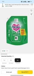 Henko stain care Front load liquid detergent 4 L