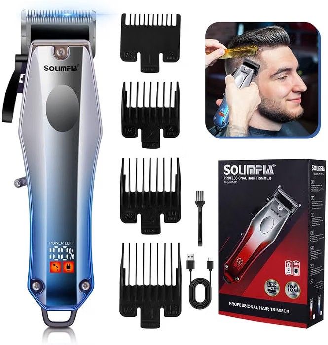 SOLIMPIA HT-675 Salon Series Professional Digital Display Cordless Hair Clipper Electric Hair Cutter Kit Wireless Hair Grooming Trimmers Set