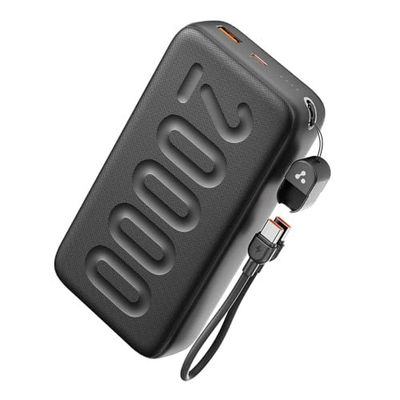 Ambrane 20000mAh Powerbank with in-Build Type C Cable, 22.5W Fast Charging