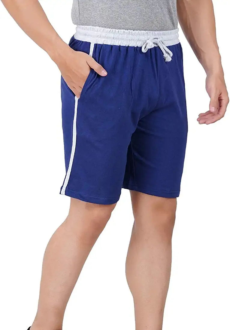 Pride Apparel Blue Colour Men's Pure Cotton 2XL Shorts with Pockets