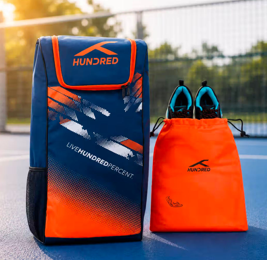 Hundred Pitch Cricket Duffle Kit Bag (Navy, Orange) on Instamart