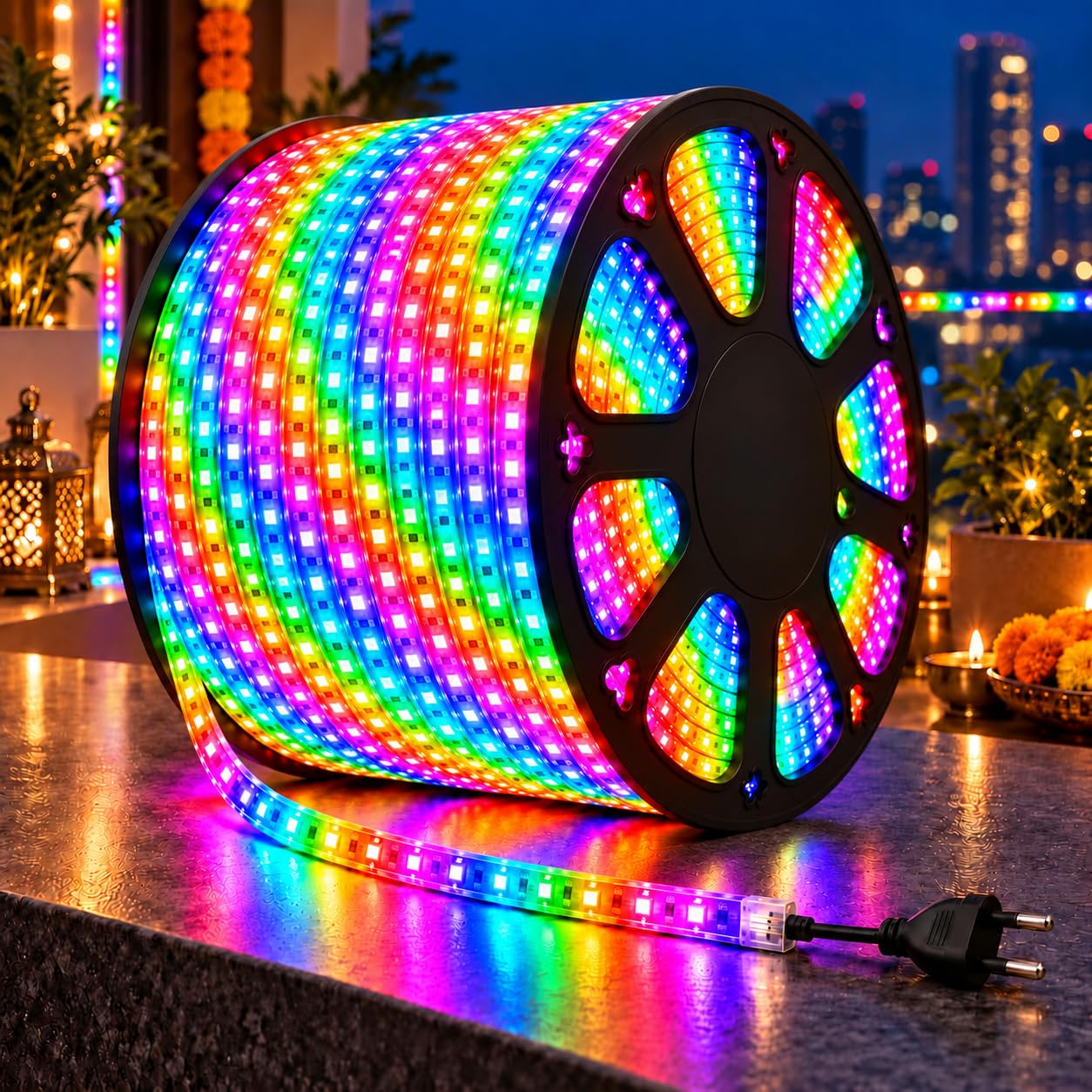 Desidiya LED Rope Light 100 Meter Multicolor | Decorative Lighting for Diwali, Dhanteras & Festive Home Decor | Flexible Tube Light for Shop Front, Temple, Office & Event Decoration | Corded Electric