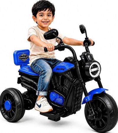 Wishmaster Mini Harlay Electric Ride-On Bike for Kids | 6V Battery-Operated Motorcycle | Foot Accelerator | Suitable for Boys & Girls Aged 2-5 Years | Sturdy & Safe Toy Bike