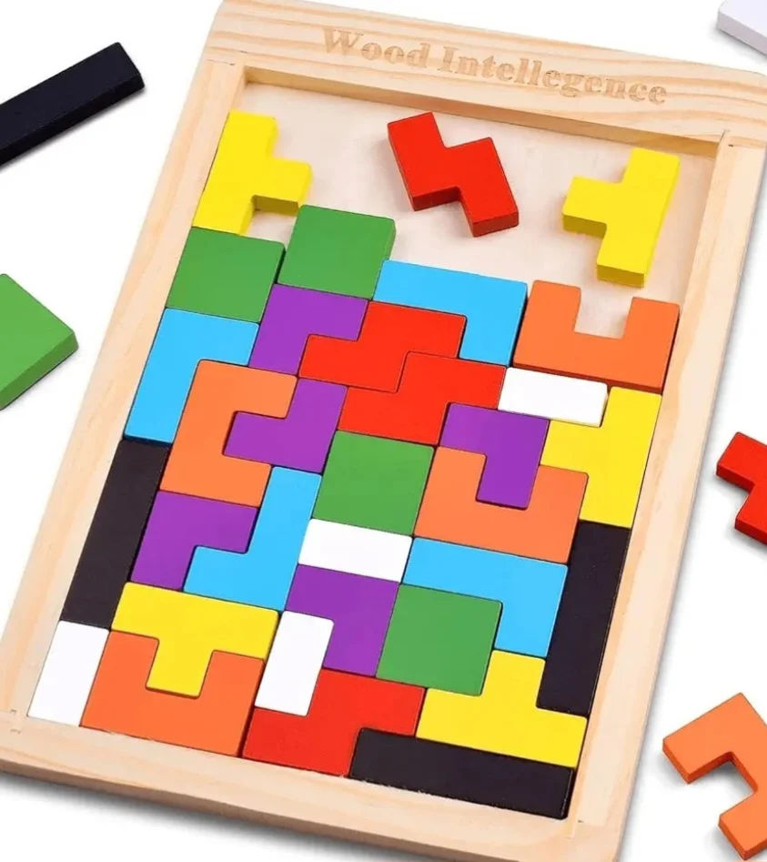 EASYMART 40 Pcs Wooden Russian Blocks Puzzles for Kids Adults,Wood Intelligence Puzzle for Kids Ages 3-8,Wooden Puzzles Brain Teasers (57+67 delivery fee)