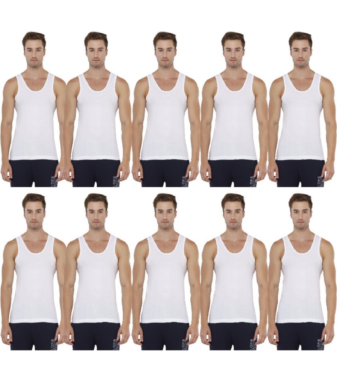 Rupa TOPMAN Pack of 10 Rupa Topman White RN vest Men Vest M, L Size