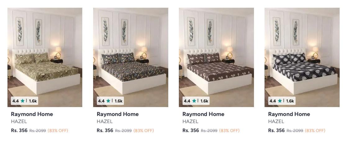 Raymond Home Bedsheets upto 83% off