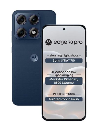 MOTOROLA edge 70 pro (Blue), 256 GB) (12 GB RAM) (Tailored Fabric - PANTONE Titan