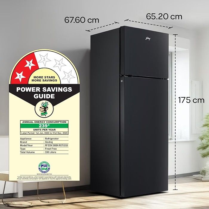 Godrej 330L 2 Star | 5 years Comprehensive Warranty| New Launch| AI Powered| 4-in-1 Convertible| 95%+ Food Surface Disinfection | Inverter Frost Free Refrigerator