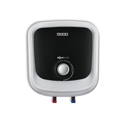 USHA Aquabuddy 15 Litre Storage Wall Water Heater With Free Installation (White Black)