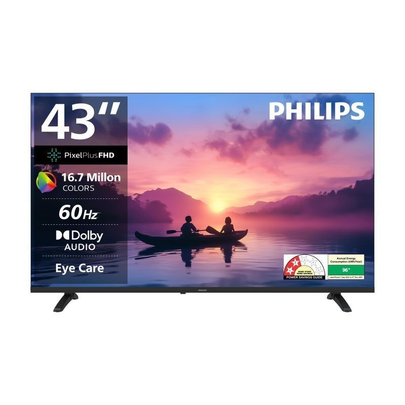 PHILIPS Frameless 108 cm (43 inch) Full HD LED Smart Google TV with Voice Control Remote Dolby Audio Ultra-Narrow Bezel Eye Care 24W Sound Output HDR10 Wider Colour Gamut 8 GB Storage Energy Saving (43PFT6130/94)