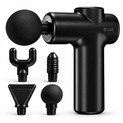 Cult Flex Portable Deep Tissue Massage Gun | Handheld Body Massager for Muscle Recovery with 6 Speeds & 4 Heads