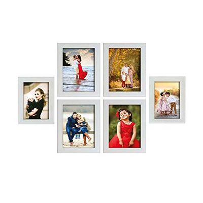 Amazon Brand - Solimo Set of 6 Cream Photo Frames(5"X7" : 4pcs & 4"x6" : 2PCS)