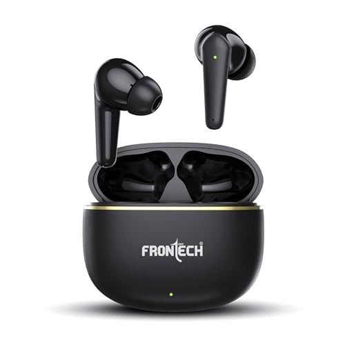 FRONTECH Zen True Wireless Earphones | Powerful Deep Bass | Type-C Port | Up to 35 Hrs Play Time | Bluetooth 5.3 | Touch Control | 450mAh Charging Case (EF-0063, Black)