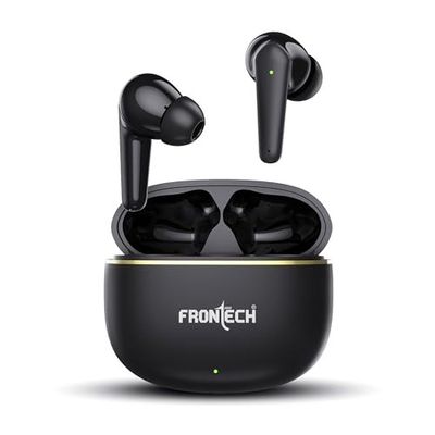 FRONTECH Zen True Wireless Earphones | Powerful Deep Bass | Type-C Port | Up to 35 Hrs Play Time | Bluetooth 5.3 | Touch Control | 450mAh Charging Case (EF-0063, Black)