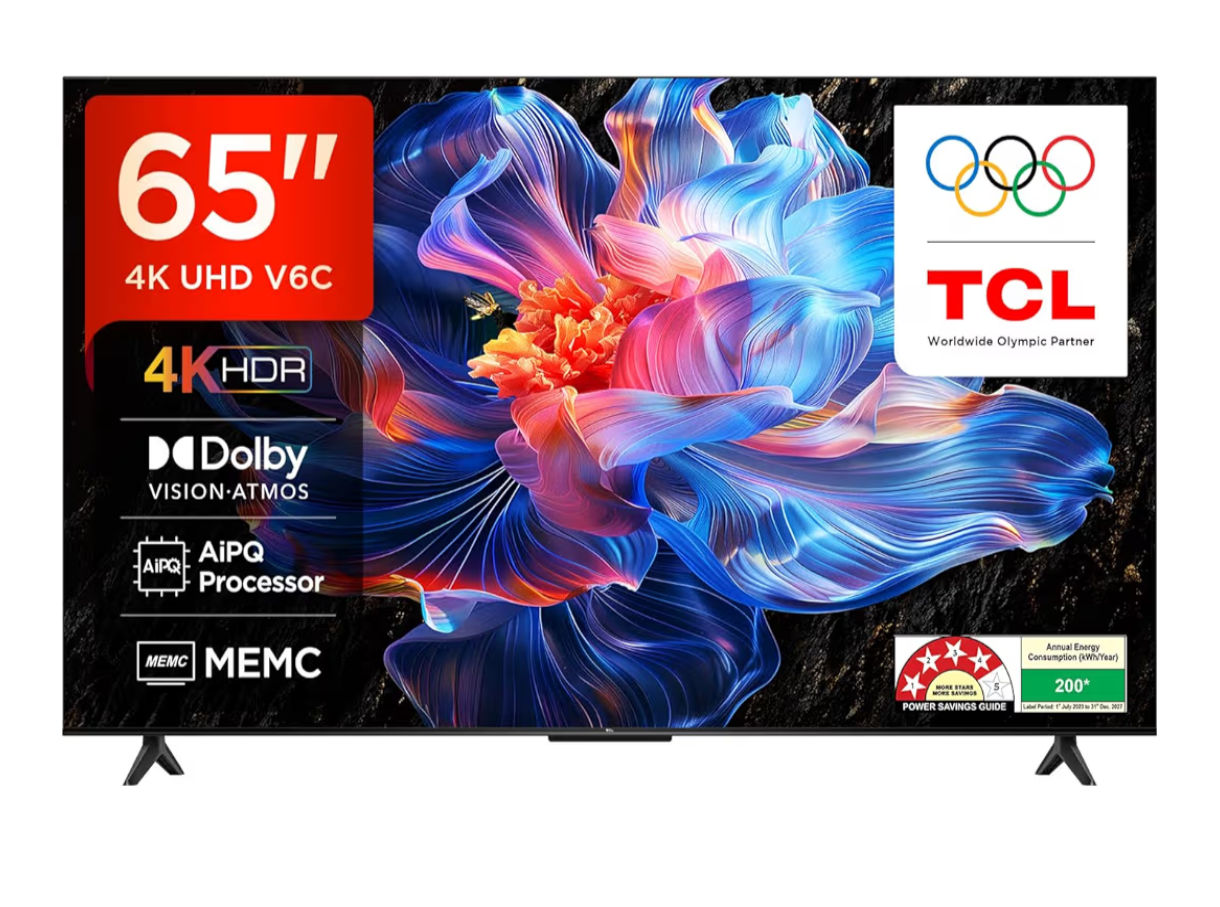 TCL 164 cm (65 inches) 4K Ultra HD Smart LED Google TV | 4K HDR | Dolby Vision & Atmos | MEMC | 65V6C