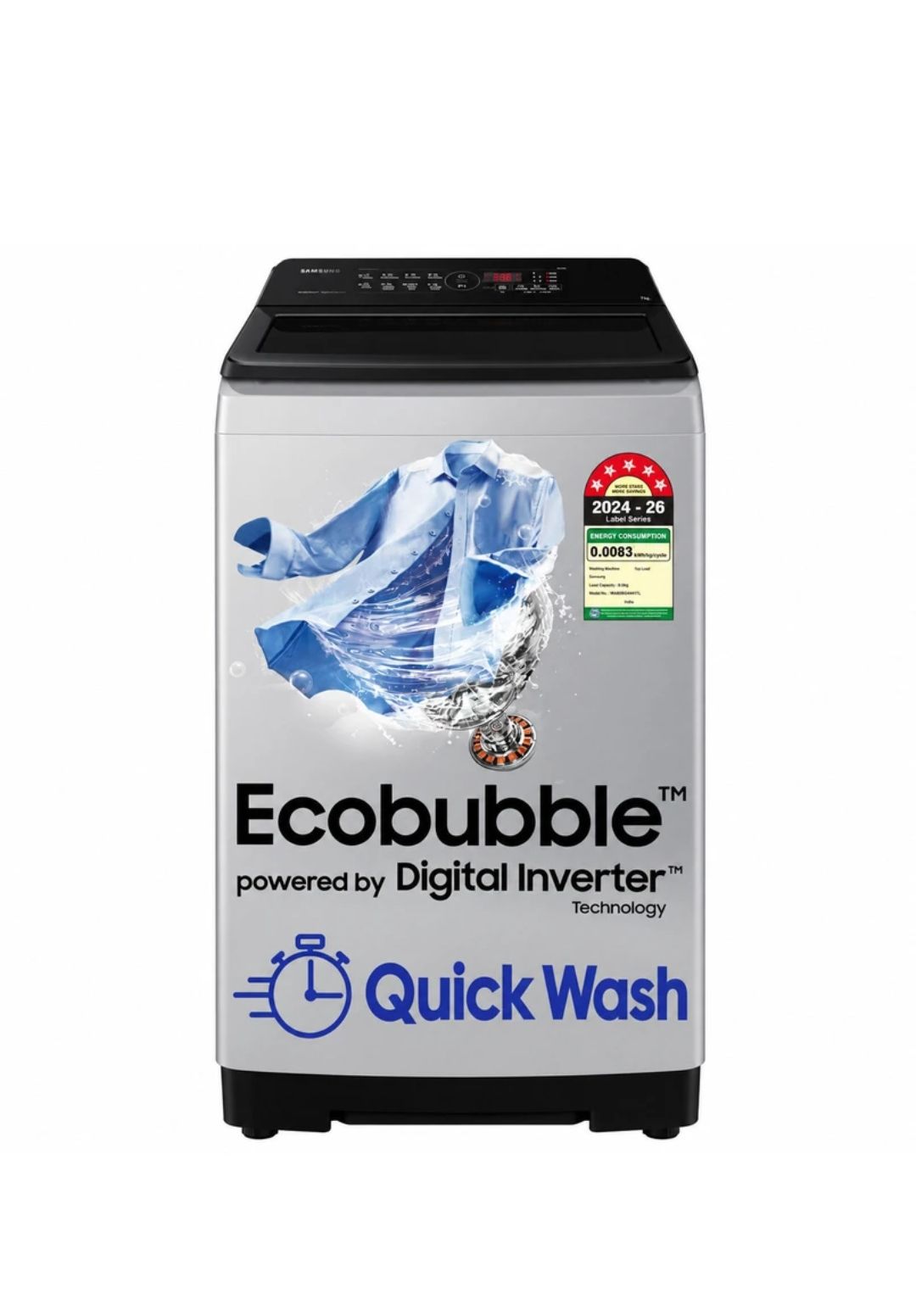 Samsung 8 kg 5 star, Ecobubble, Soft Closing Door, Digital Inverter Fully Automatic Top Load Grey (WA80BG4441BGTL, WA80BG4441BG)