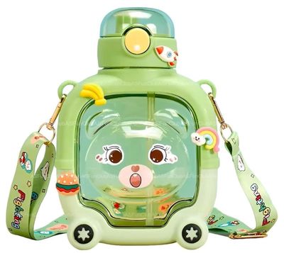 ASFunClub Cartoon Water Bottle Kids 1000ml | Leak Proof | BPA Free | Straw | School Gift