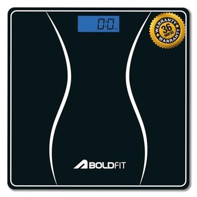 Boldfit Weight Machine for Home Digital Weighing Machine for Human Body with LCD Display Max Weight Capacity 180Kgs (Batteries Not Included) - Bathroom Scale for Home